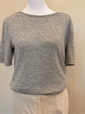 Banana Republic Short Sleeve Women's Top Striped Gray Preppy Minimalist small